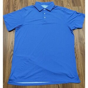 B Draddy Sport Polo Shirt Mens Large Performance Golf Stretch Dot Print Blue